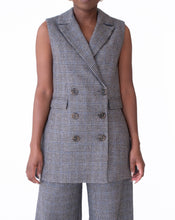 Load image into Gallery viewer, GLEN PLAID OPEN BACK WOOL VEST
