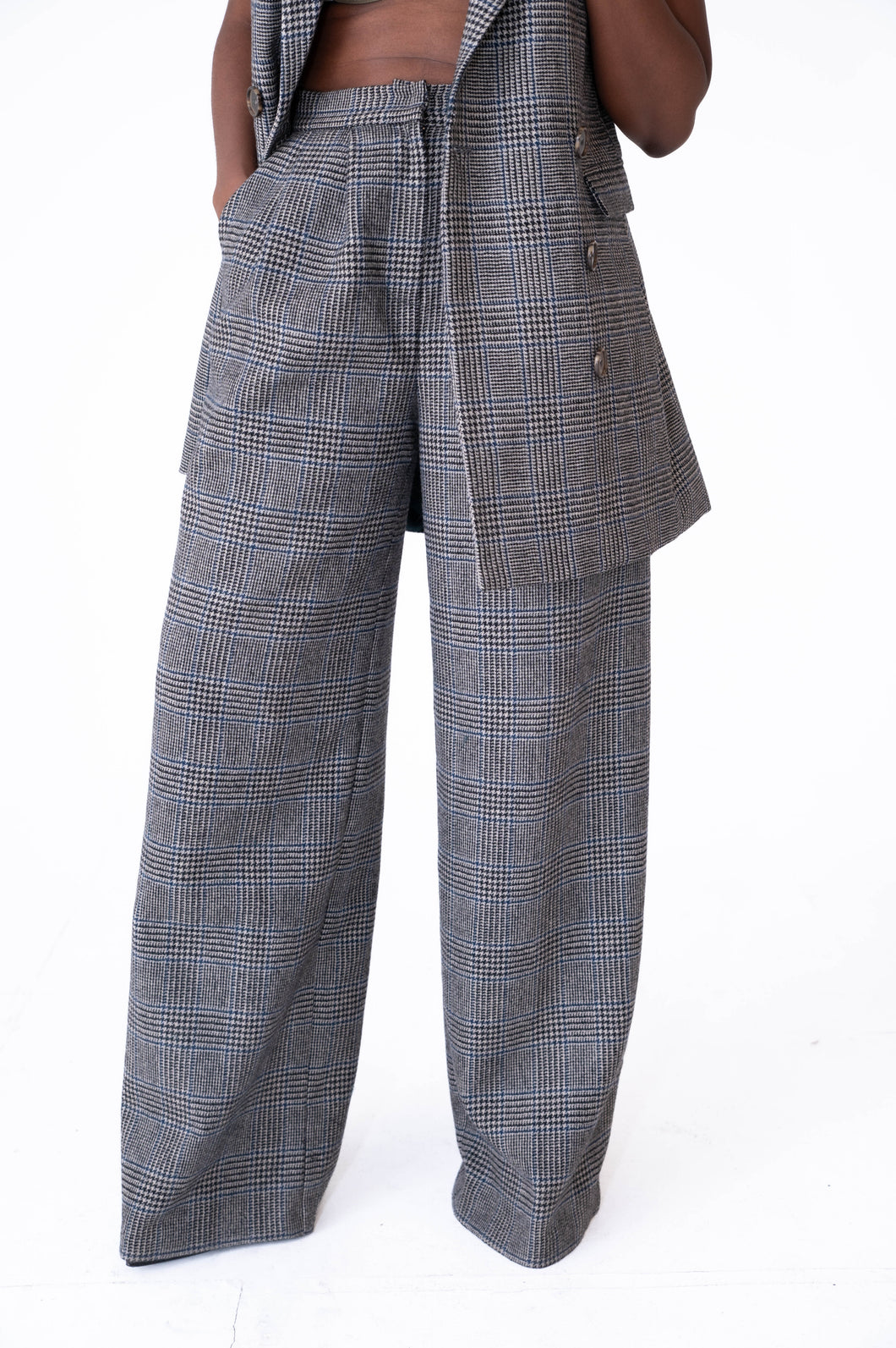 GLEN PLAID WOOL TROUSER