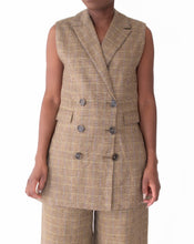 Load image into Gallery viewer, GLEN PLAID OPEN BACK LINEN VEST
